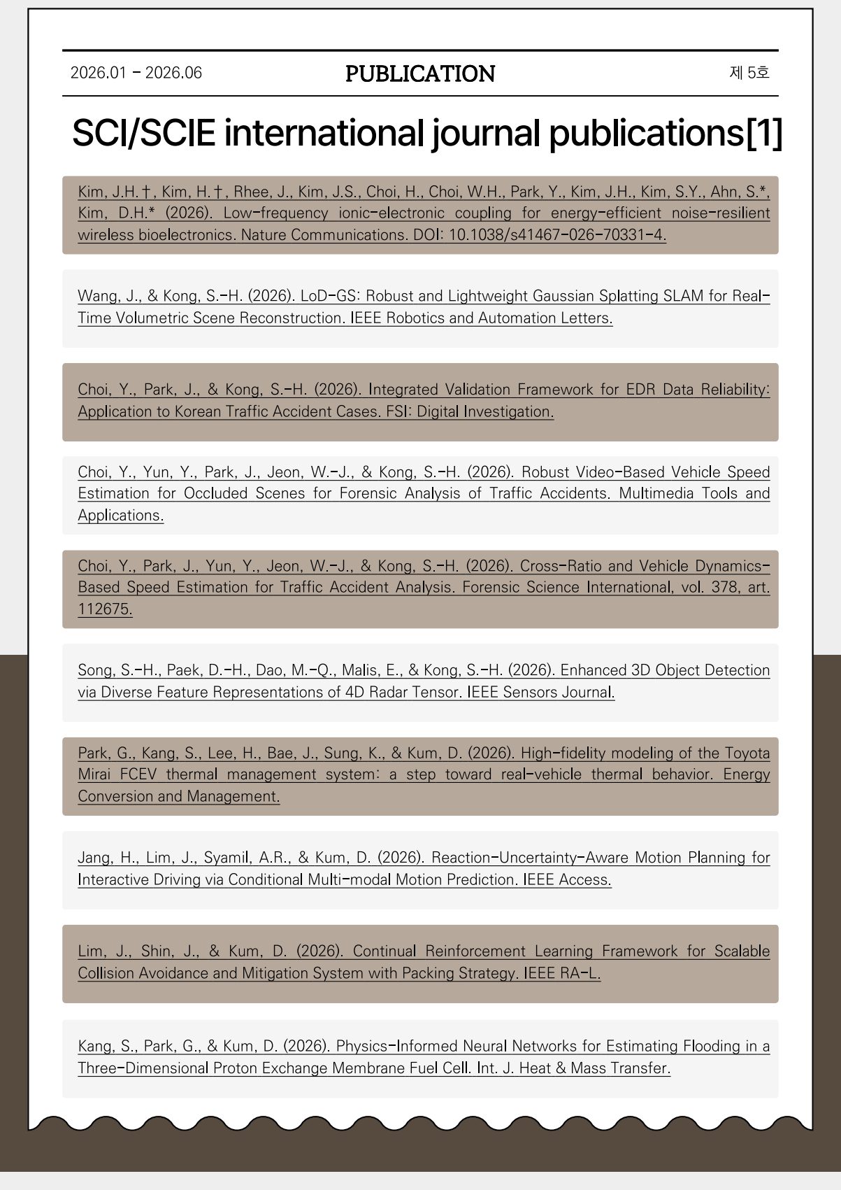 Cho Chun Shik Newsletter No. 5, page 21: Publications