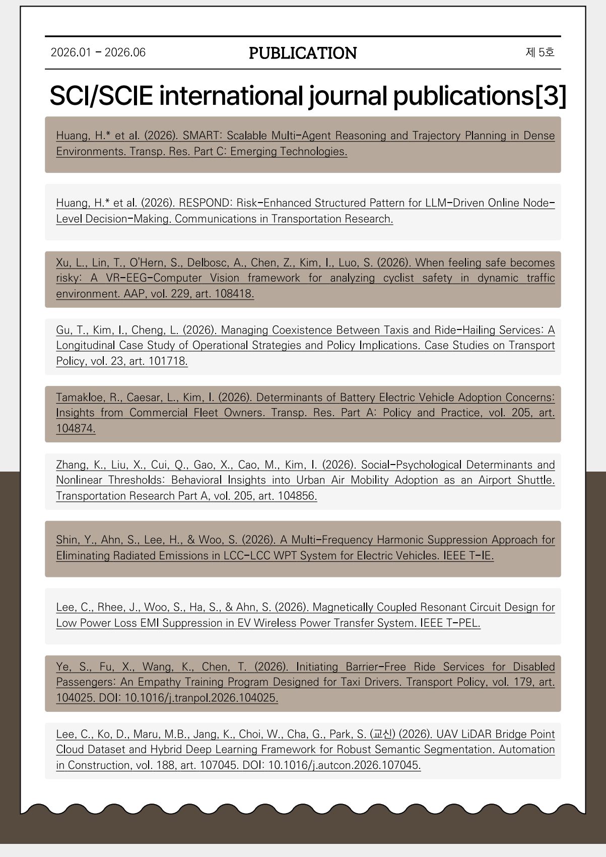 Cho Chun Shik Newsletter No. 5, page 23: Publications
