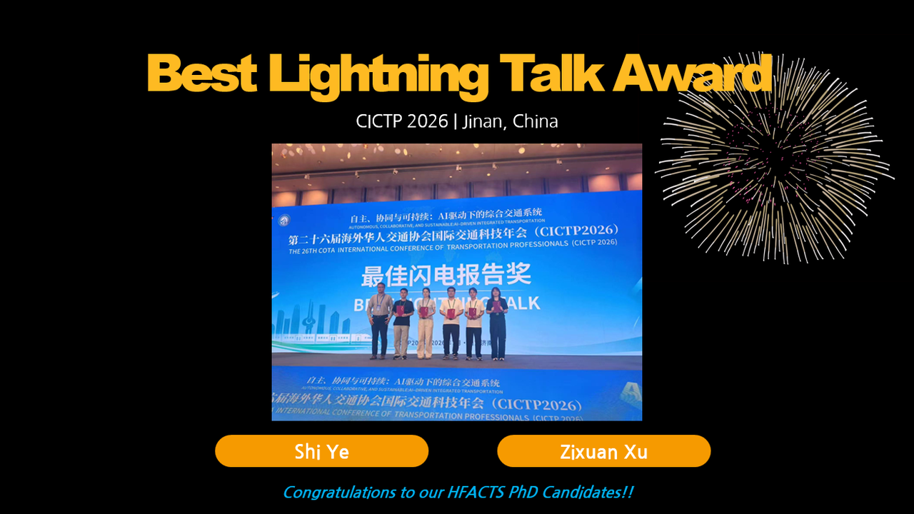 Zixuan Xu and Shi Ye of HFACTS receive the Best Lightning Talk Award at CICTP 2026
