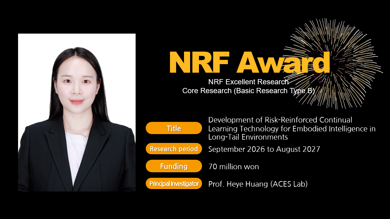 Prof. Heye Huang NRF grant announcement, ACES Lab, KAIST IMPACTs