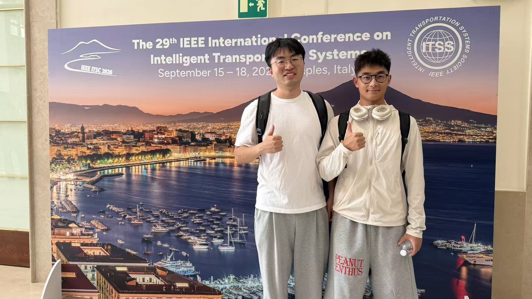HFACTS PhD students Yiping Liu and Chengxi Hu at IEEE ITSC 2026 in Naples, KAIST IMPACTs