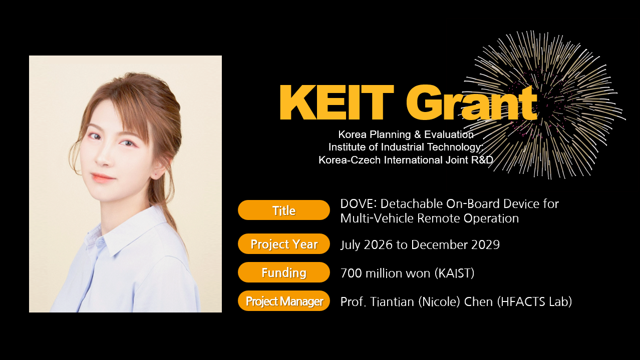 Prof. Tiantian Chen leads KAIST in the Korea-Czech DOVE project, HFACTS Lab, KAIST IMPACTs